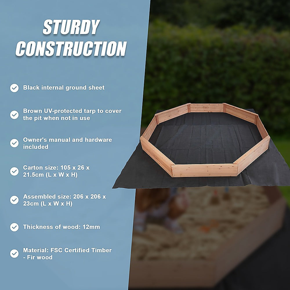 Kids Sand Pit Large Octagonal Wooden Sandpit 10