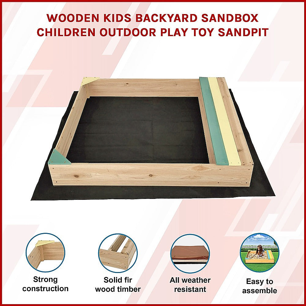 Wooden Kids Backyard Sandbox Children Outdoor Play Toy Sandpit 3