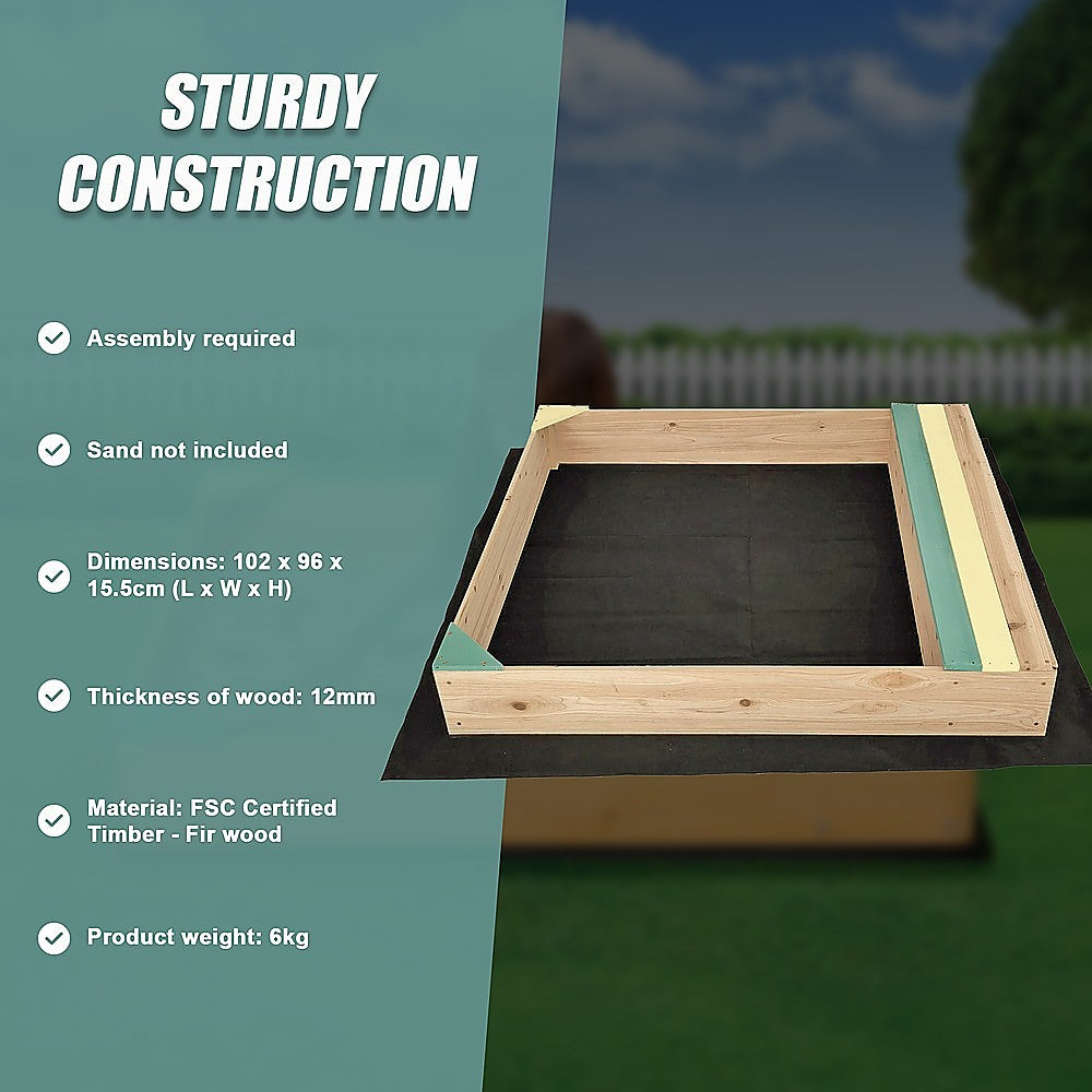 Wooden Kids Backyard Sandbox Children Outdoor Play Toy Sandpit 9