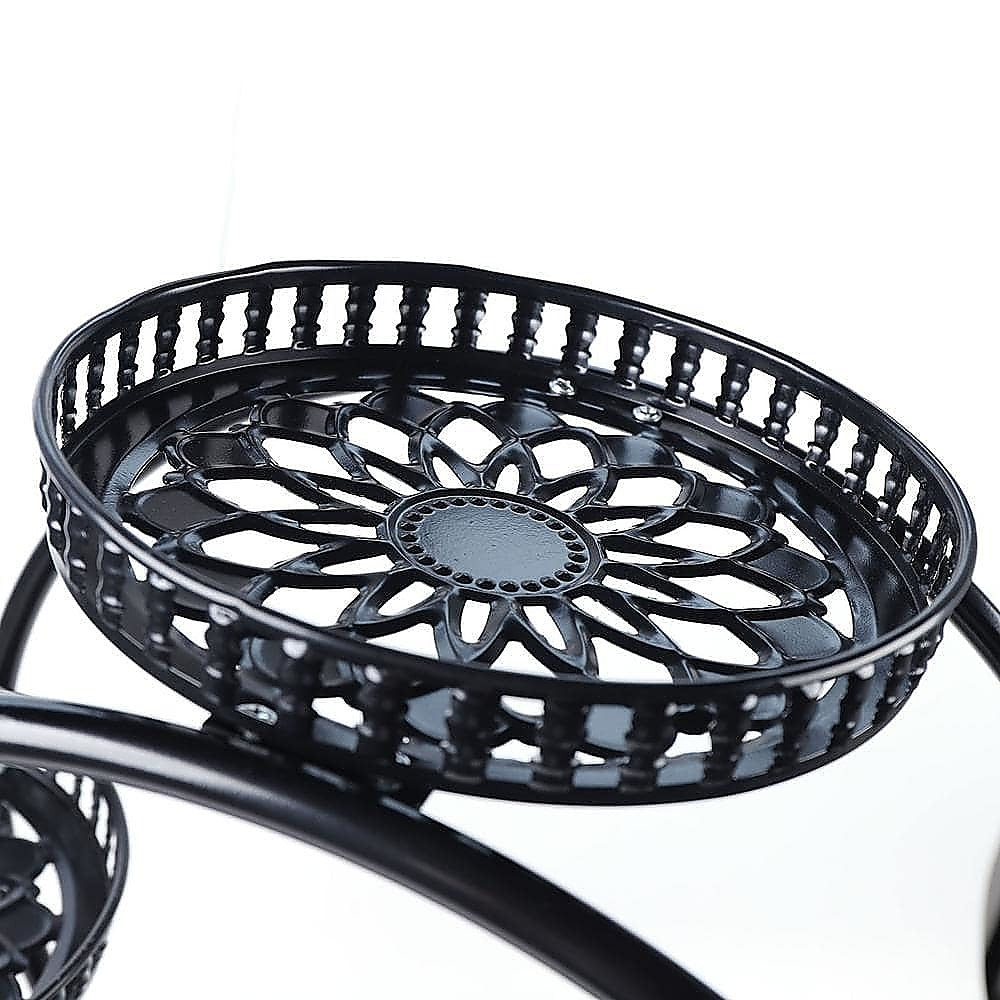 4 Layer 6 Pots Flower Holder Plant Stand Shelf 4-Wheel Free Moving Rack 7