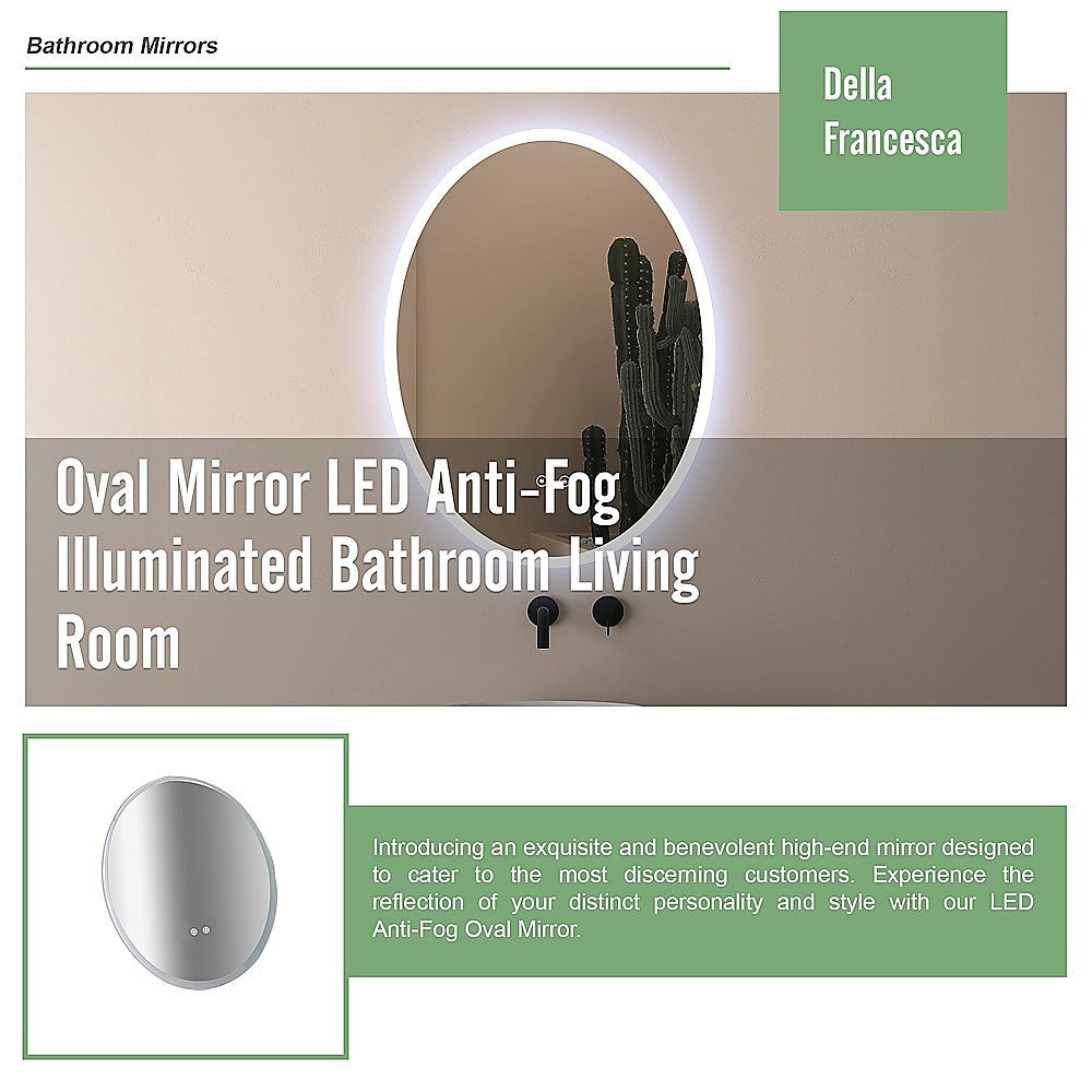 Oval Mirror LED Anti-Fog Illuminated Bathroom Living Room 9