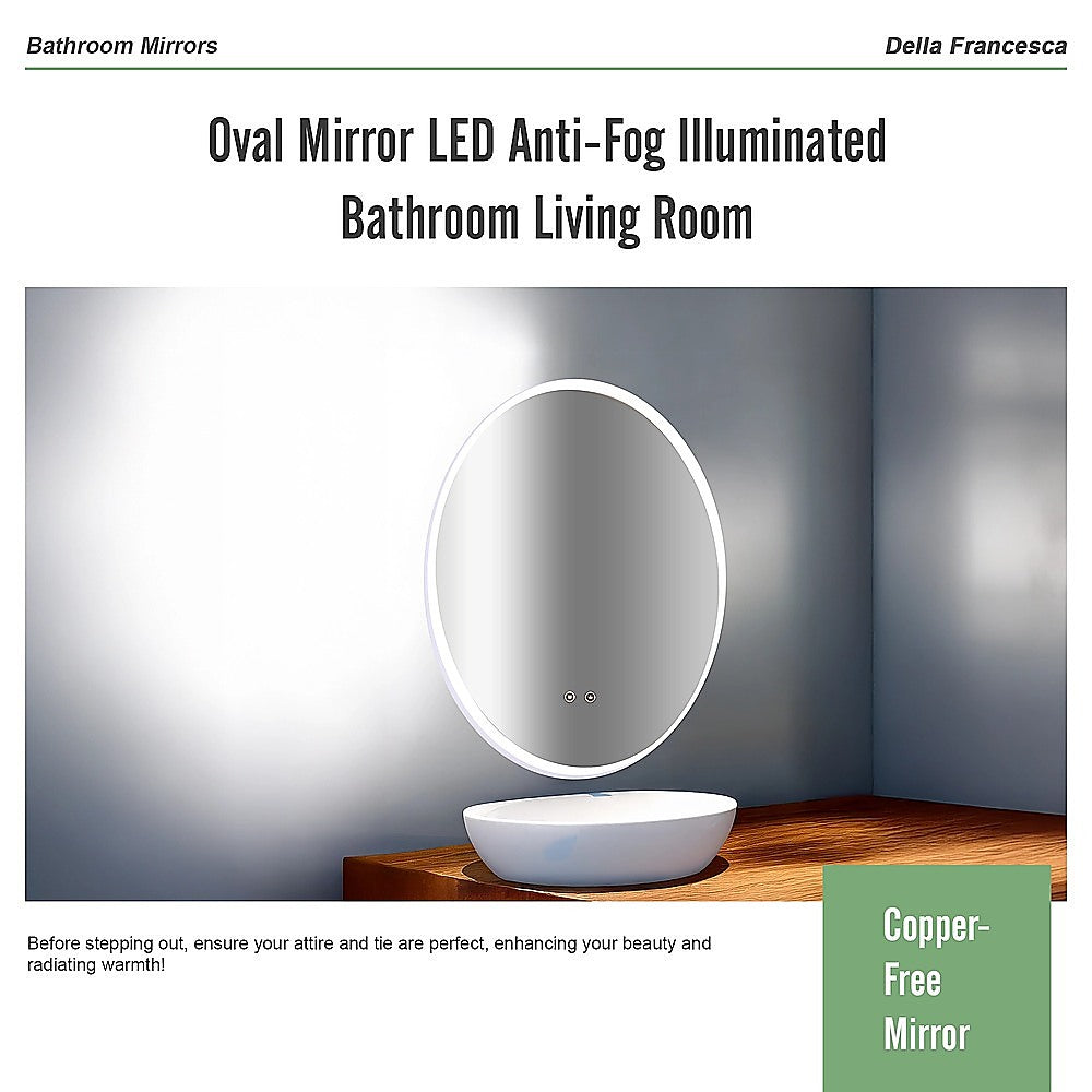 Oval Mirror LED Anti-Fog Illuminated Bathroom Living Room 10