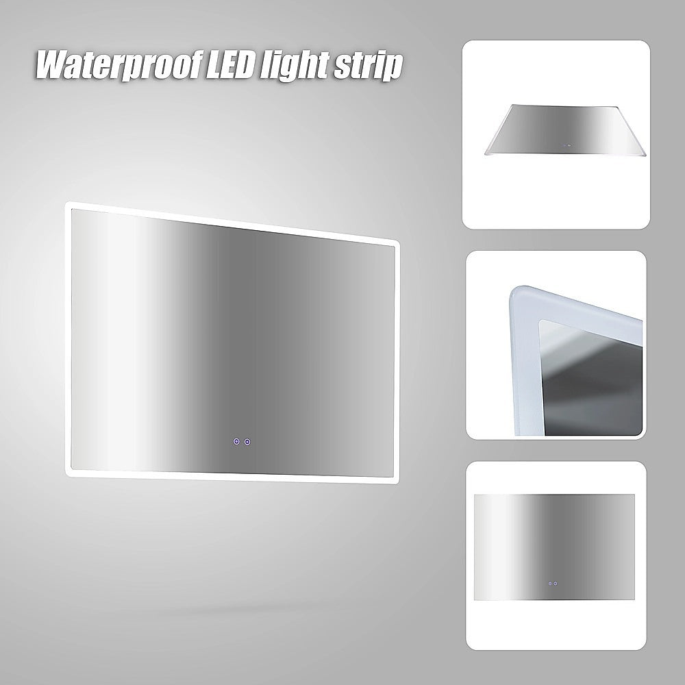 Rectangular Mirror LED Anti-Fog Illuminated Bathroom Living Room - 120x80cm 8