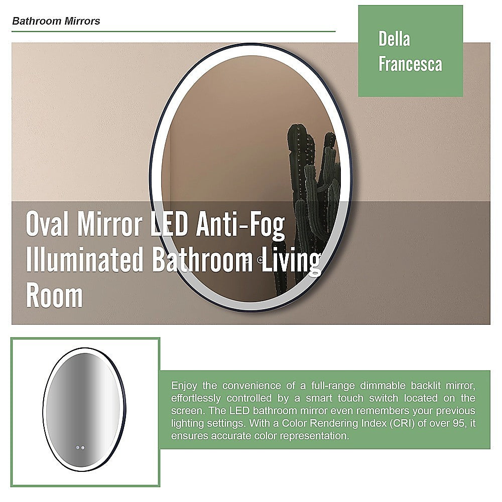 Oval Mirror LED Anti-Fog Illuminated Bathroom Living Room 8