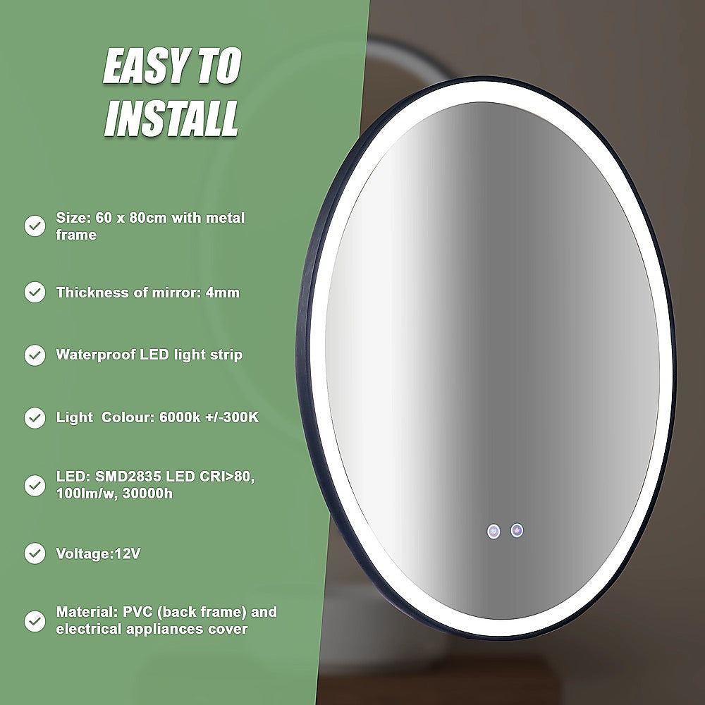 Oval Mirror LED Anti-Fog Illuminated Bathroom Living Room 10