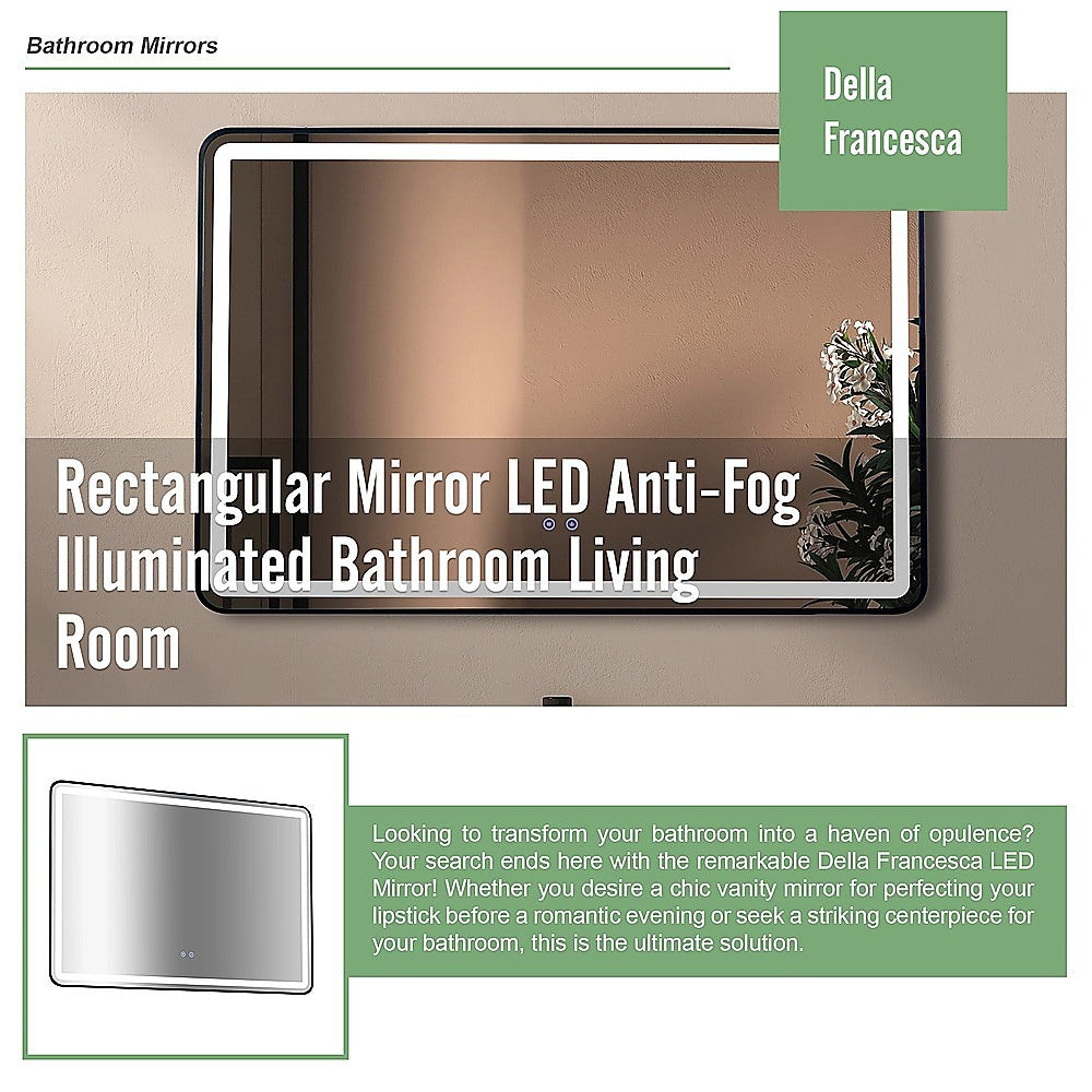 Rectangular Mirror LED Anti-Fog Illuminated Bathroom Living Room 9