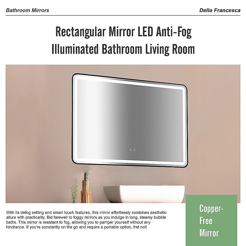 Rectangular Mirror LED Anti-Fog Illuminated Bathroom Living Room 10