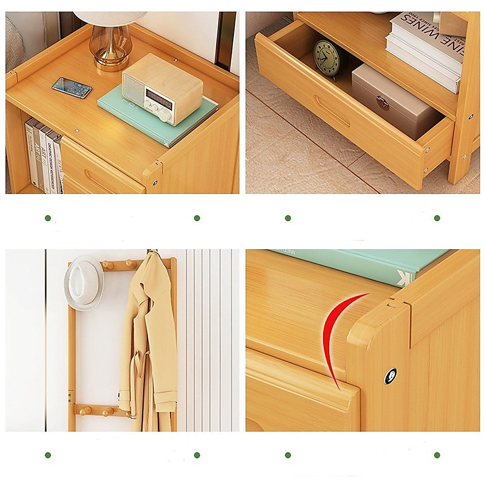 42x165cm Wooden Hall Stand Modern Style Minimalist Home Floor Coat Rack with Drawer 4