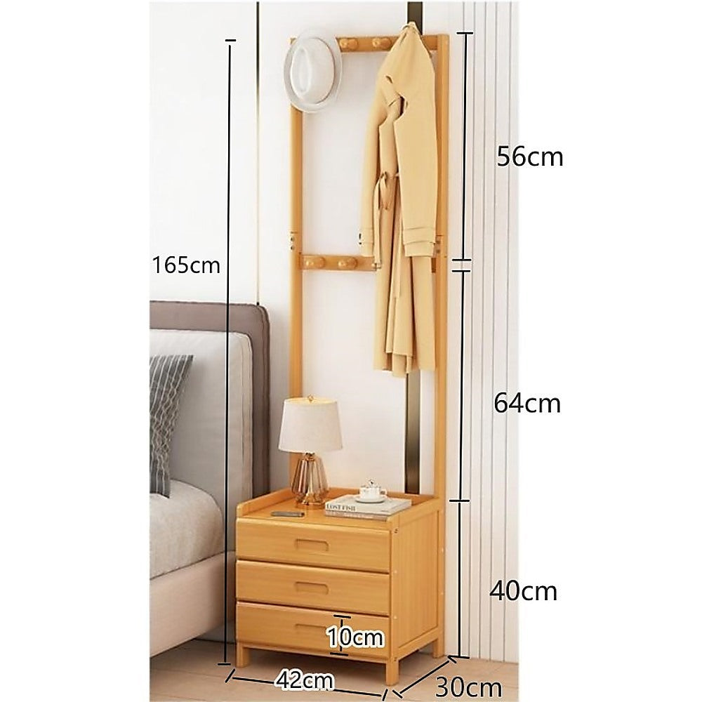 42x165cm Wooden Hall Stand Modern Style Minimalist Home Floor Coat Rack with Drawer 7