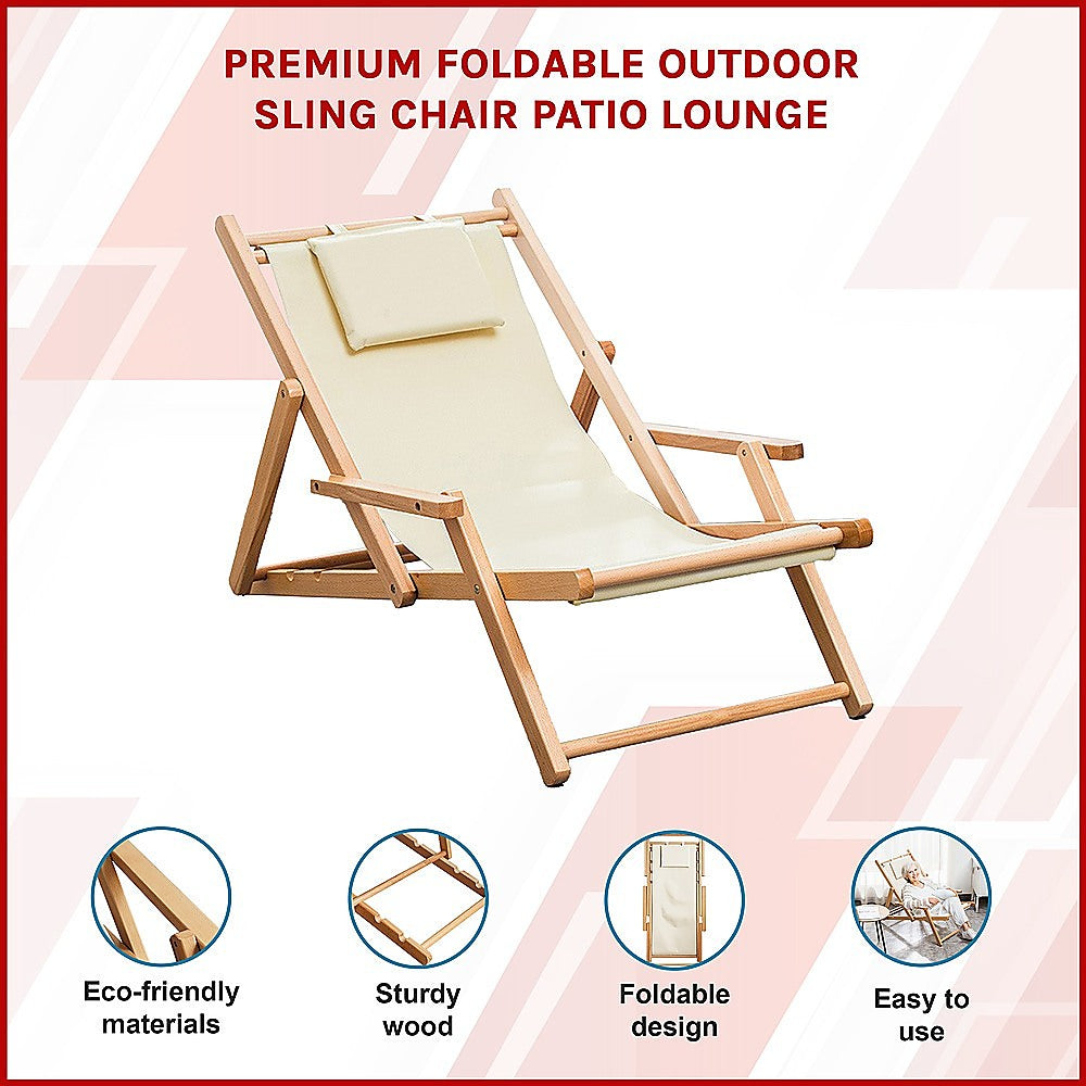 Premium Foldable Outdoor Sling Chair Patio Lounge 3