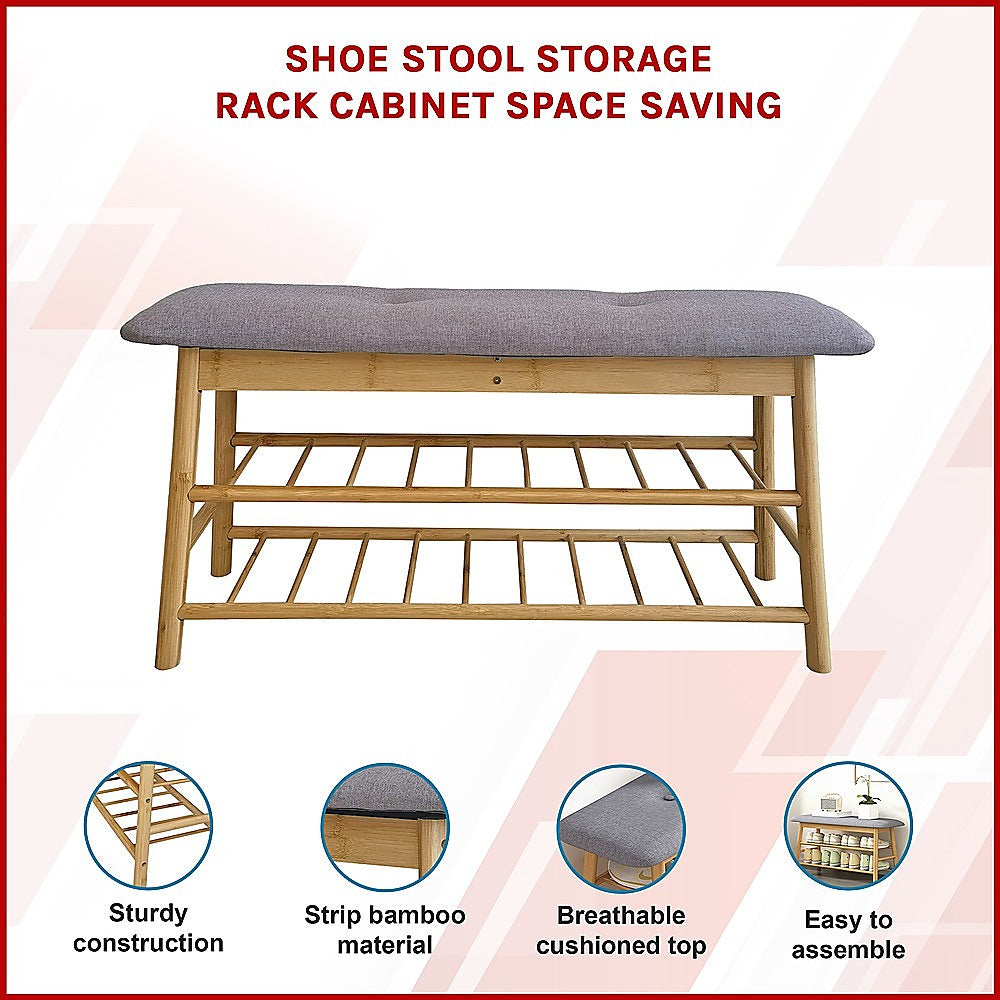 Shoe Stool Storage Rack Cabinet Multifunctional Space Saving 3