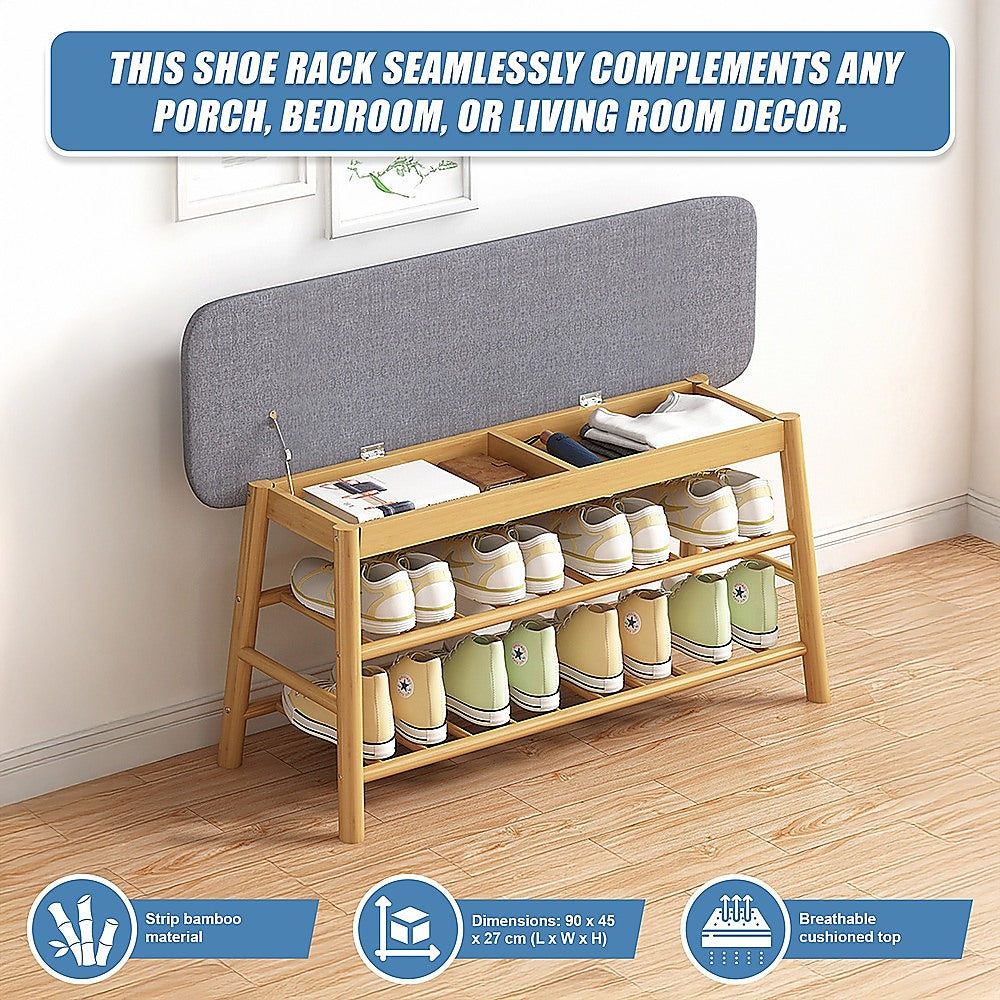 Shoe Stool Storage Rack Cabinet Multifunctional Space Saving 12
