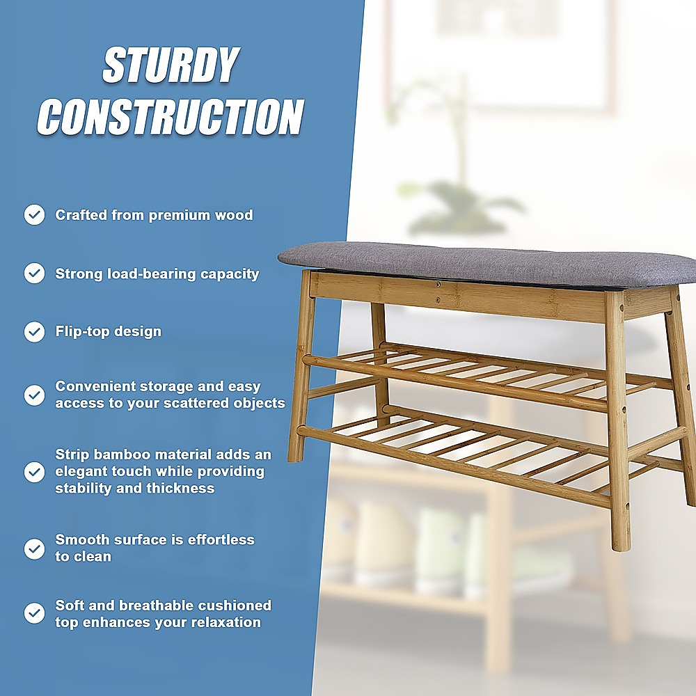 Shoe Stool Storage Rack Cabinet Multifunctional Space Saving 13