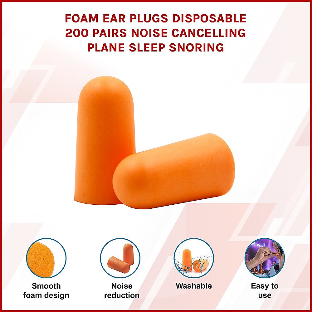 Foam Ear Plugs Disposable 200 Pairs Noise Cancelling Plane Sleep Snoring 3