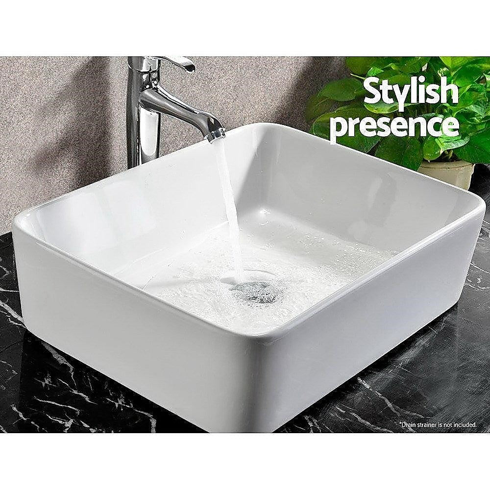 Ceramic Bathroom Basin Vanity Sink Square Above Counter Top Mount Bowl 3