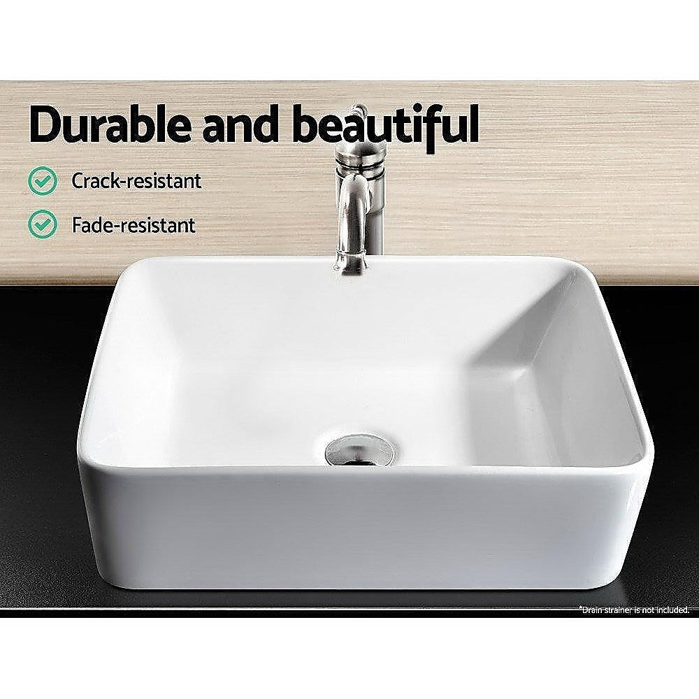Ceramic Bathroom Basin Vanity Sink Square Above Counter Top Mount Bowl 4