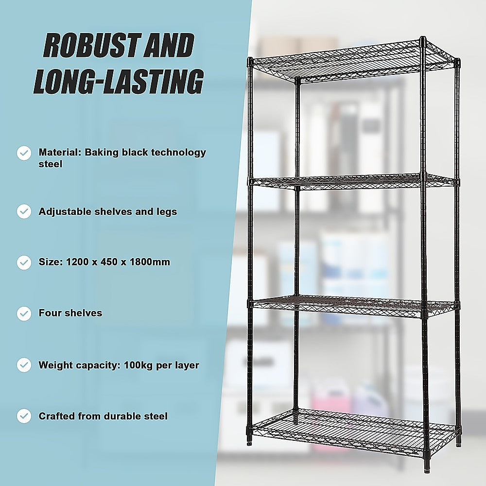 Modular Wire Storage Shelf 1200 x 450 x 1800mm Steel Shelving 11