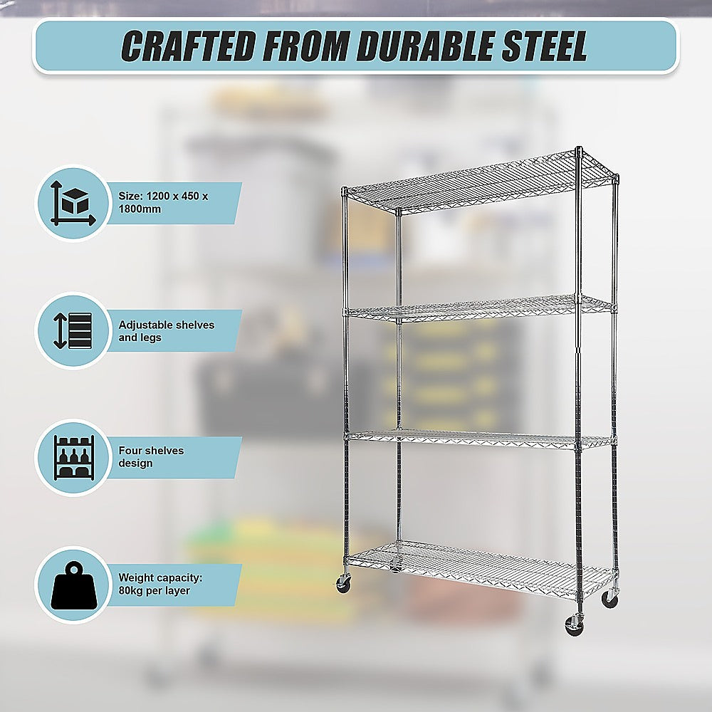 Modular Wire Storage Shelf 1200 x 450 x 1800mm Steel Shelving 11