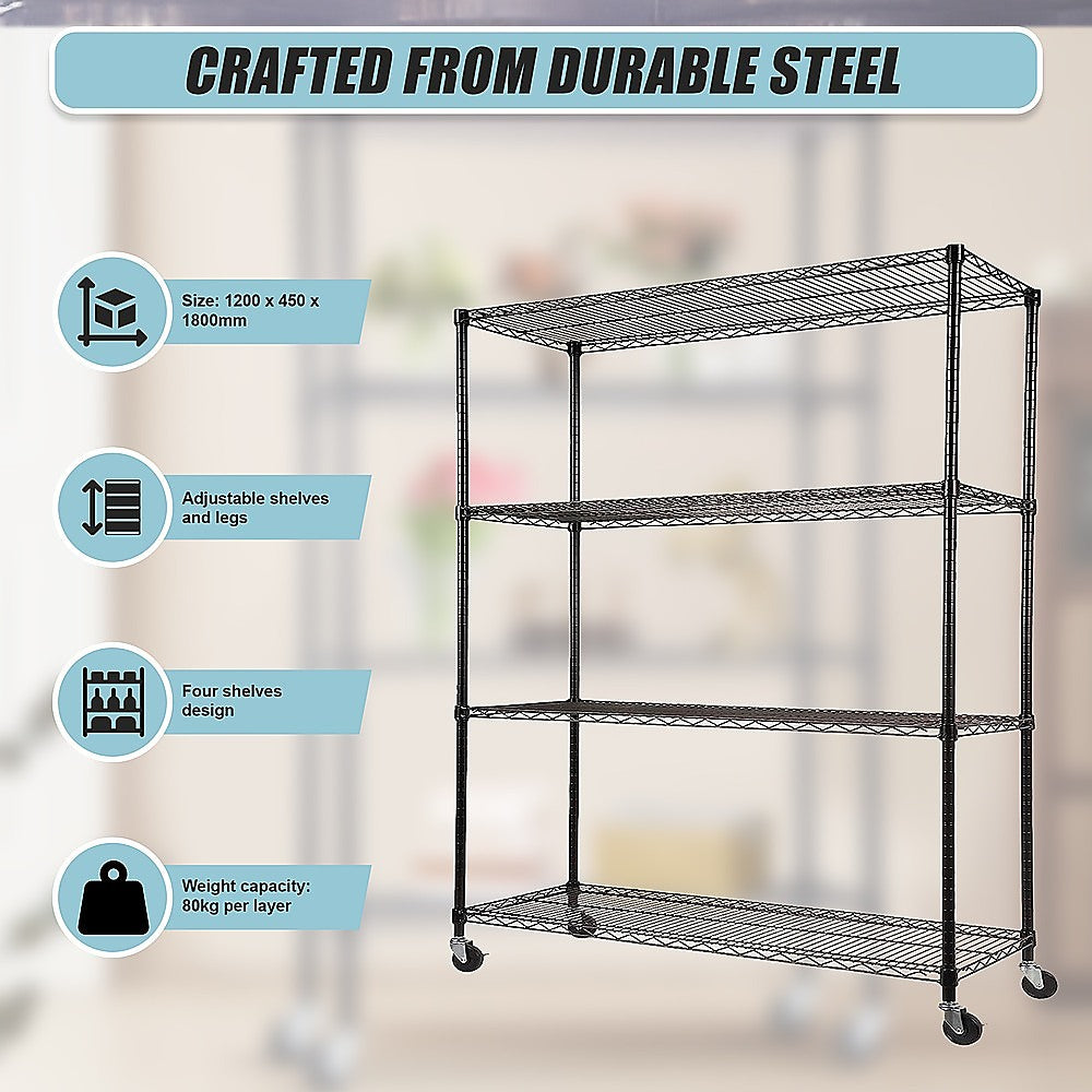 Modular Wire Storage Shelf 1200 x 450 x 1800mm Steel Shelving 11