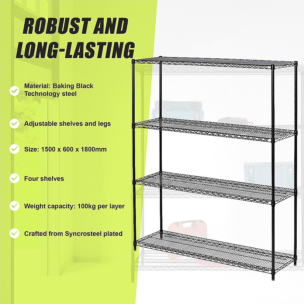 Modular Wire Storage Shelf 1500 x 600 x 1800mm Steel Shelving 11