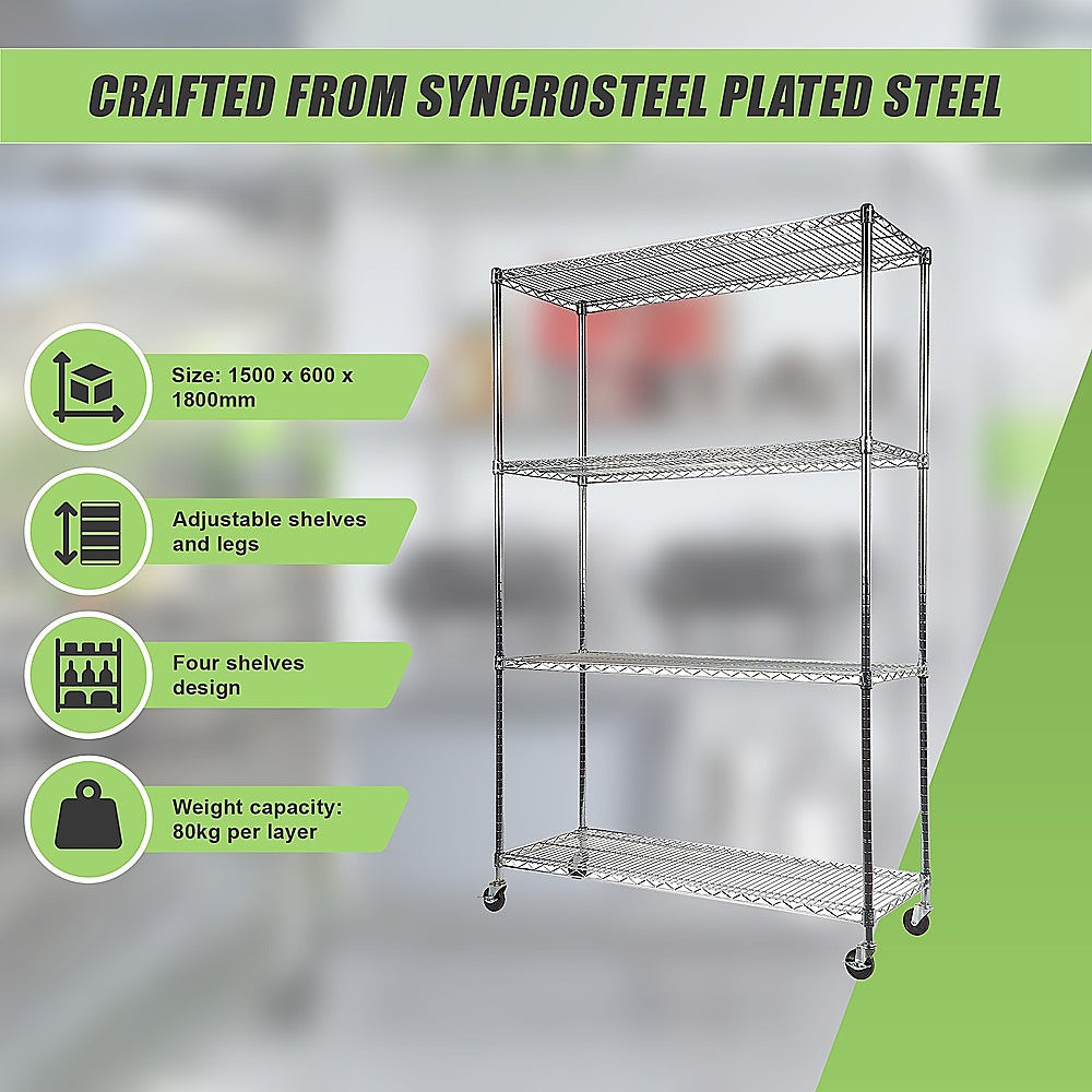 Modular Wire Storage Shelf 1500 x 600 x 1800mm Steel Shelving 10