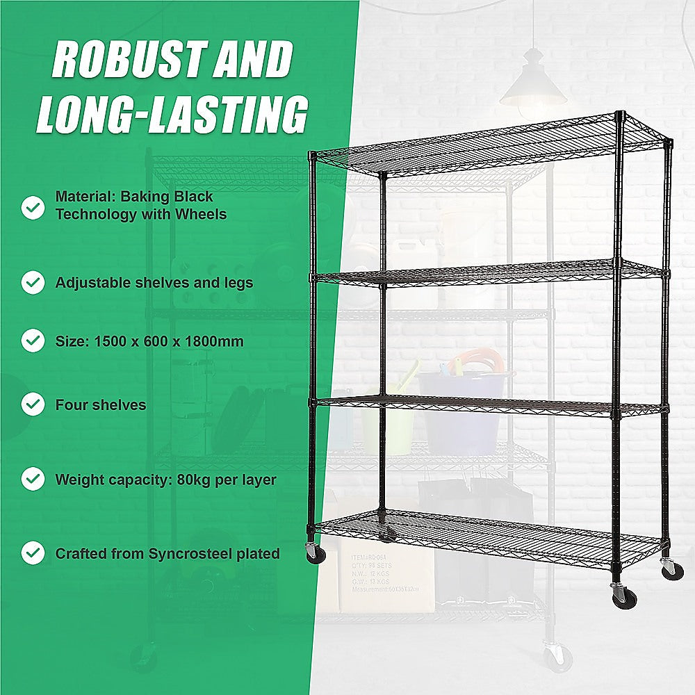 Modular Wire Storage Shelf 1500 x 600 x 1800mm Steel Shelving 11