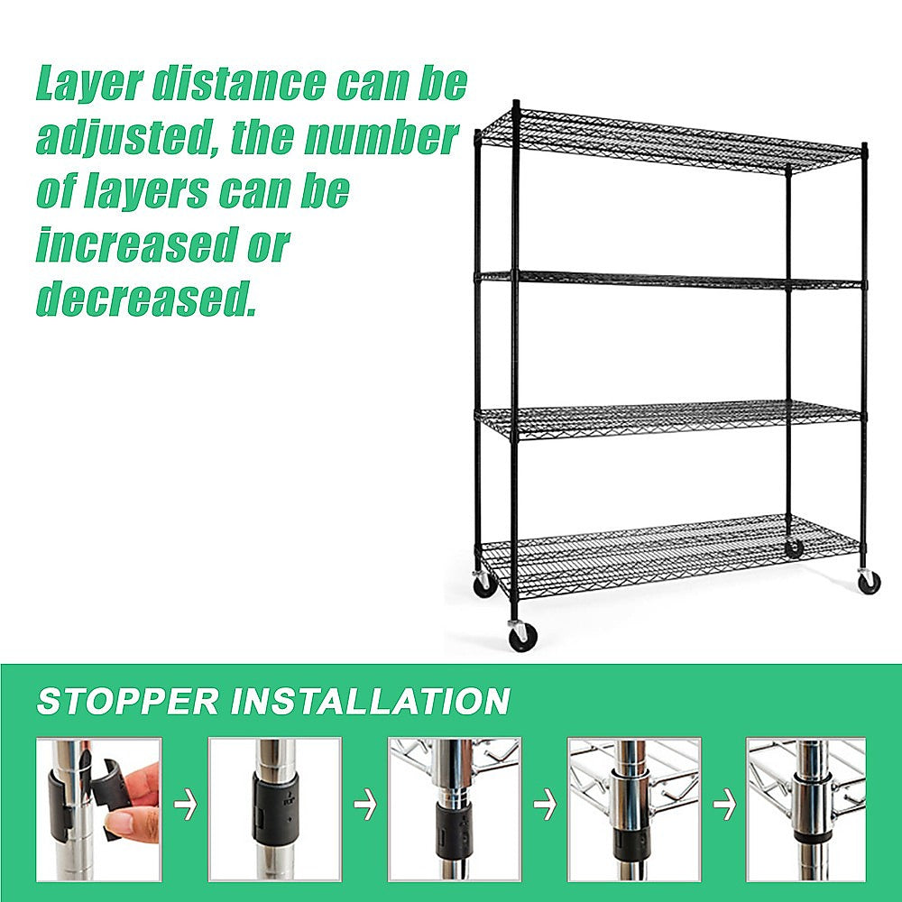 Modular Wire Storage Shelf 1500 x 600 x 1800mm Steel Shelving 8