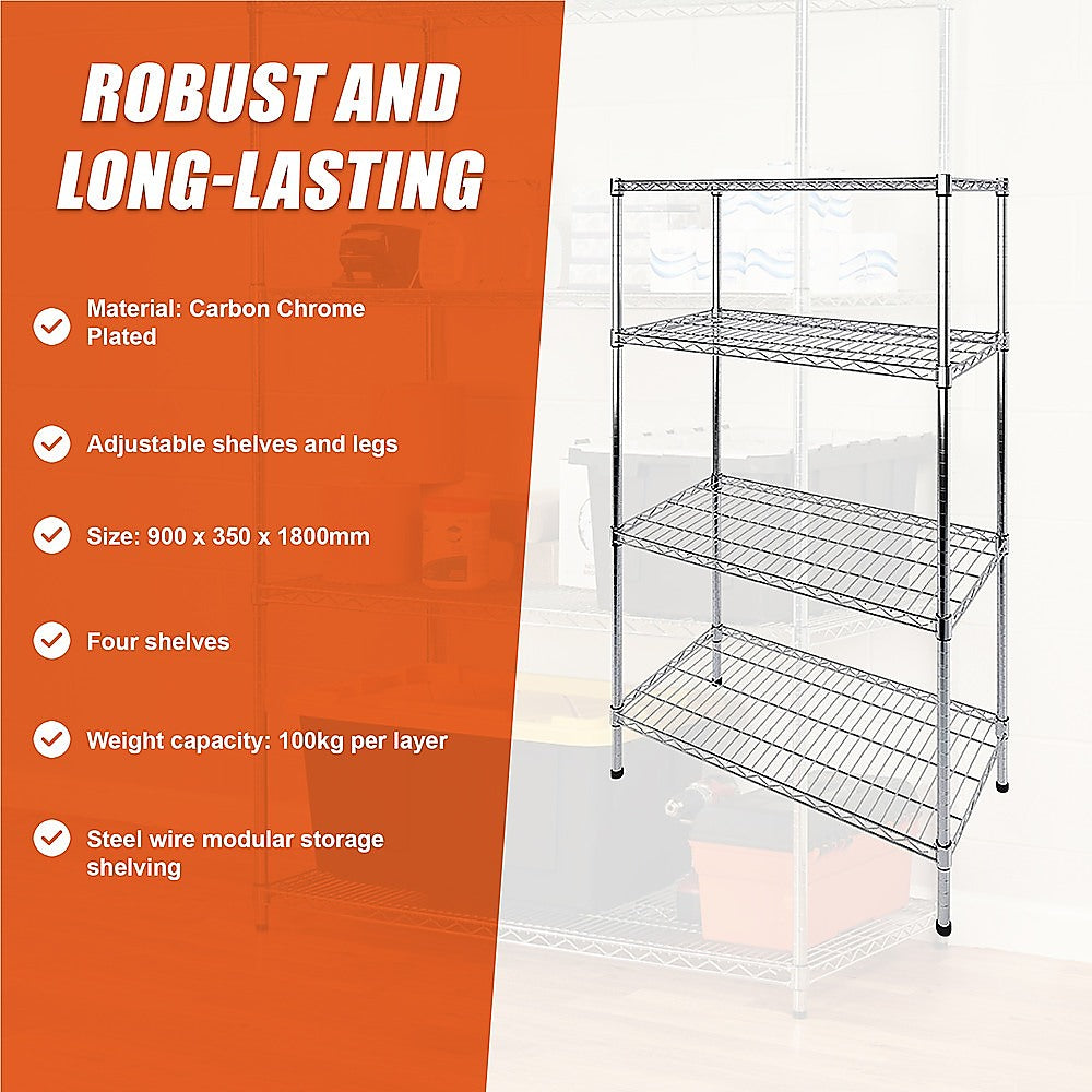 Modular Wire Storage Shelf 900 x 350 x 1800mm Steel Shelving 11