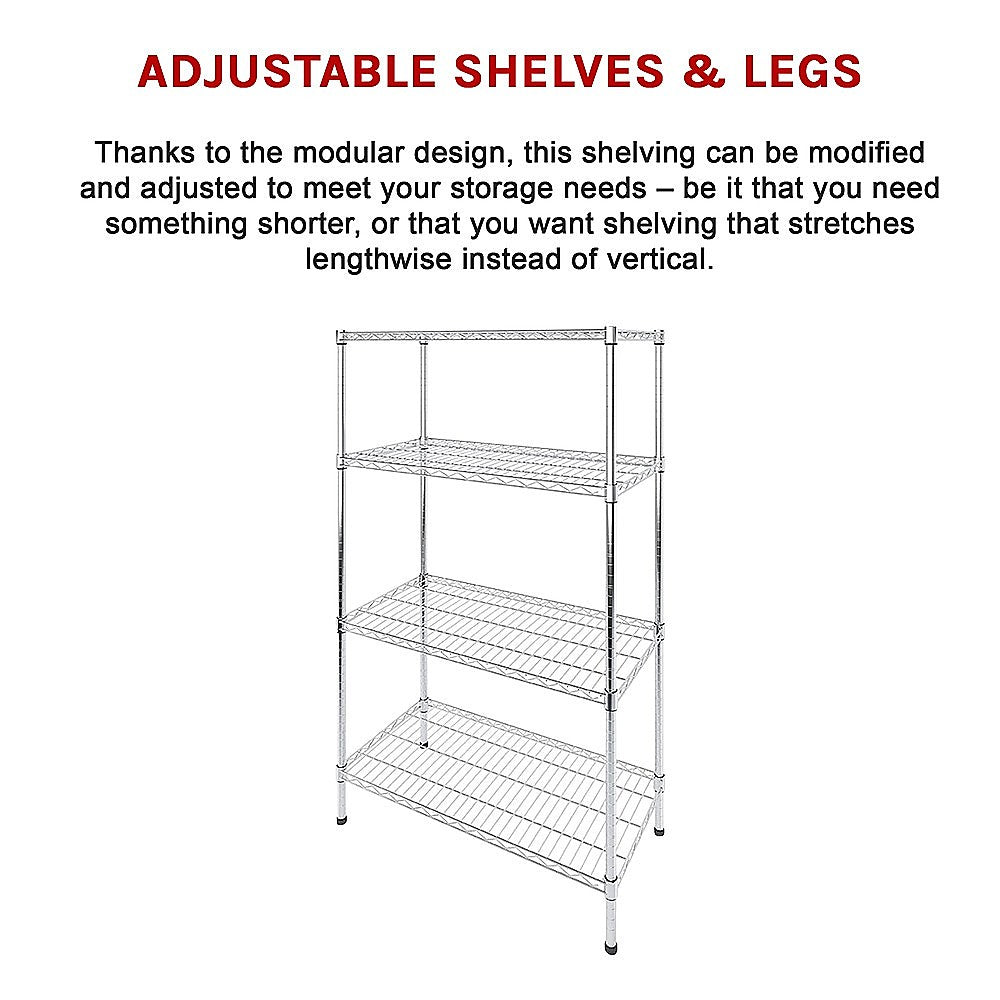 Modular Wire Storage Shelf 900 x 350 x 1800mm Steel Shelving 12