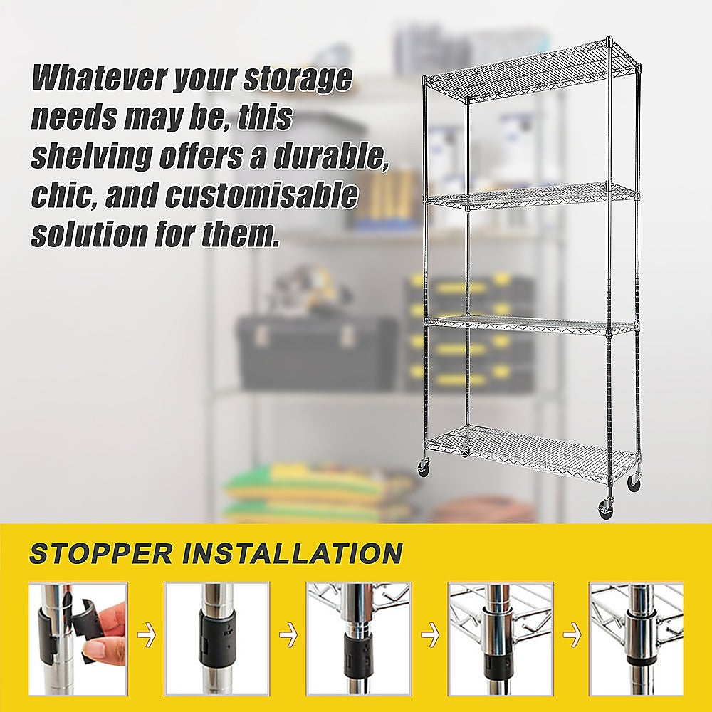 Modular Wire Storage Shelf 900 x 350 x 1800mm Steel Shelving 8