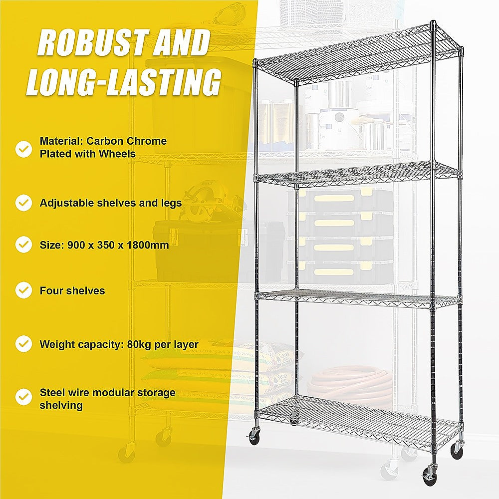 Modular Wire Storage Shelf 900 x 350 x 1800mm Steel Shelving 11