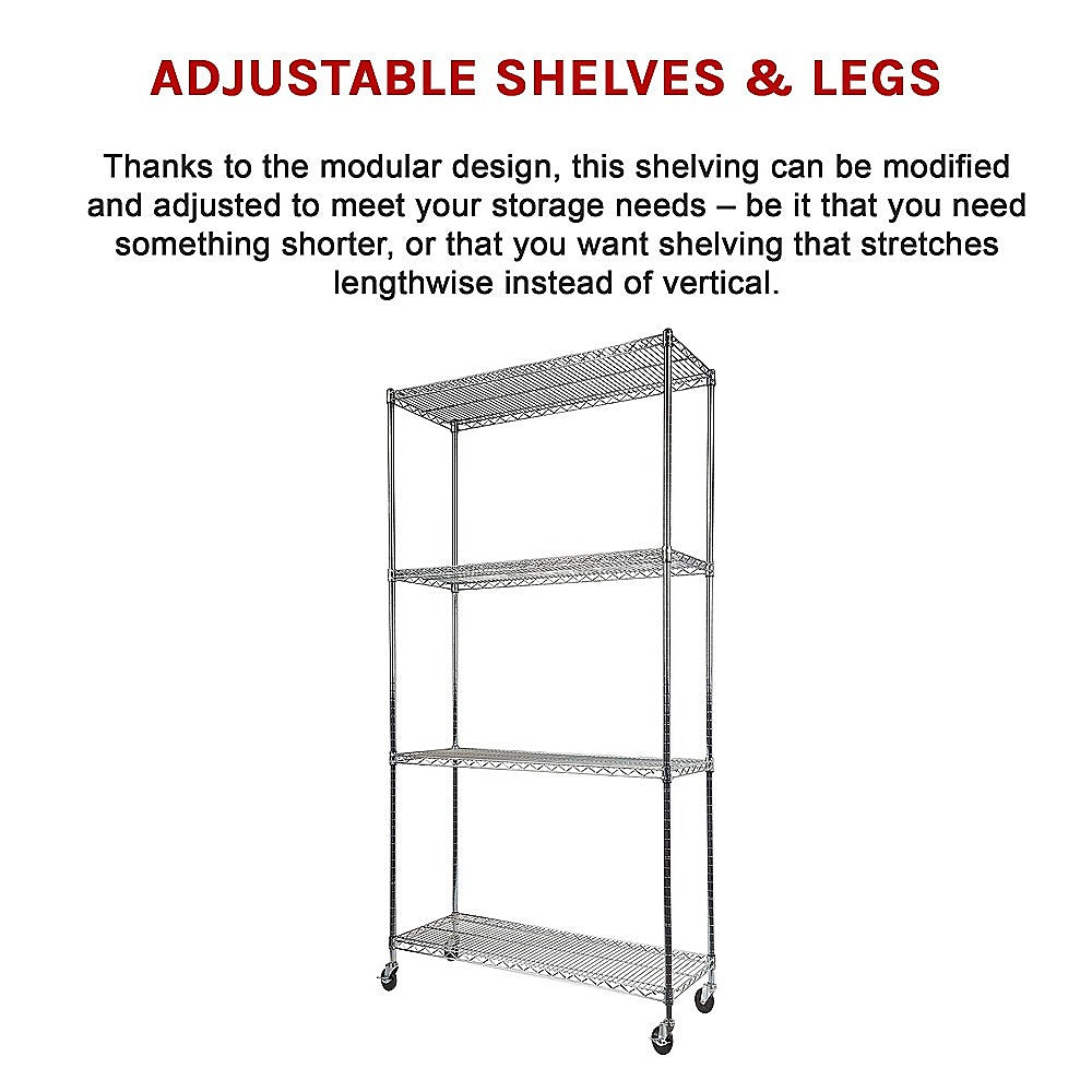 Modular Wire Storage Shelf 900 x 350 x 1800mm Steel Shelving 12
