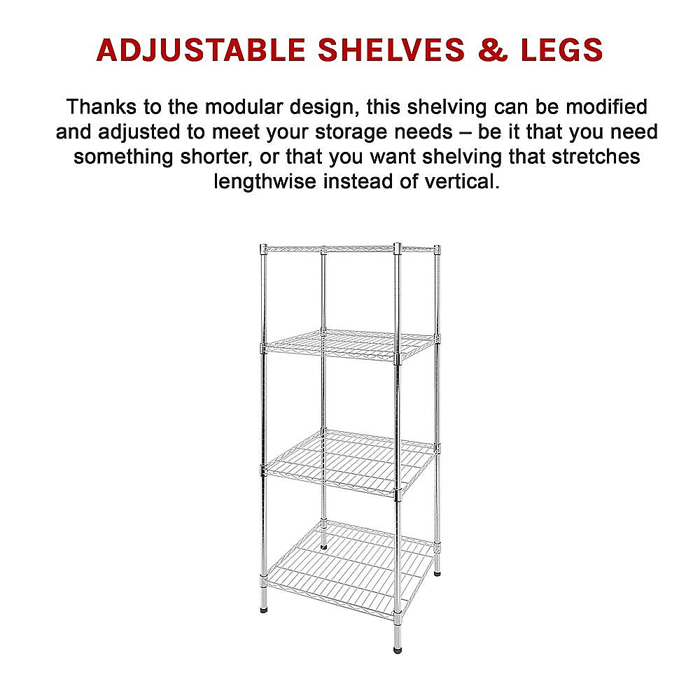 Modular Wire Storage Shelf 600 x 600 x 1800mm Steel Shelving 12