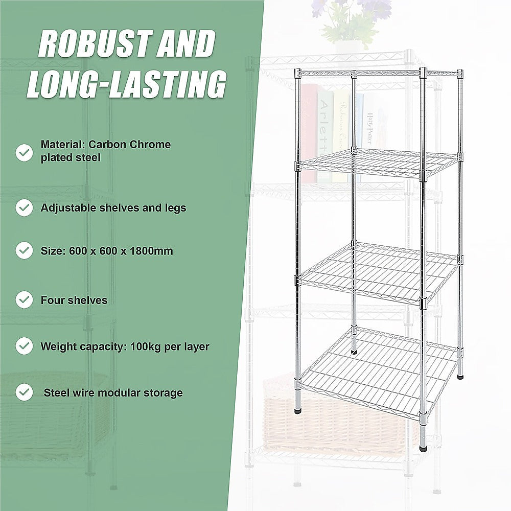 Modular Wire Storage Shelf 600 x 600 x 1800mm Steel Shelving 11