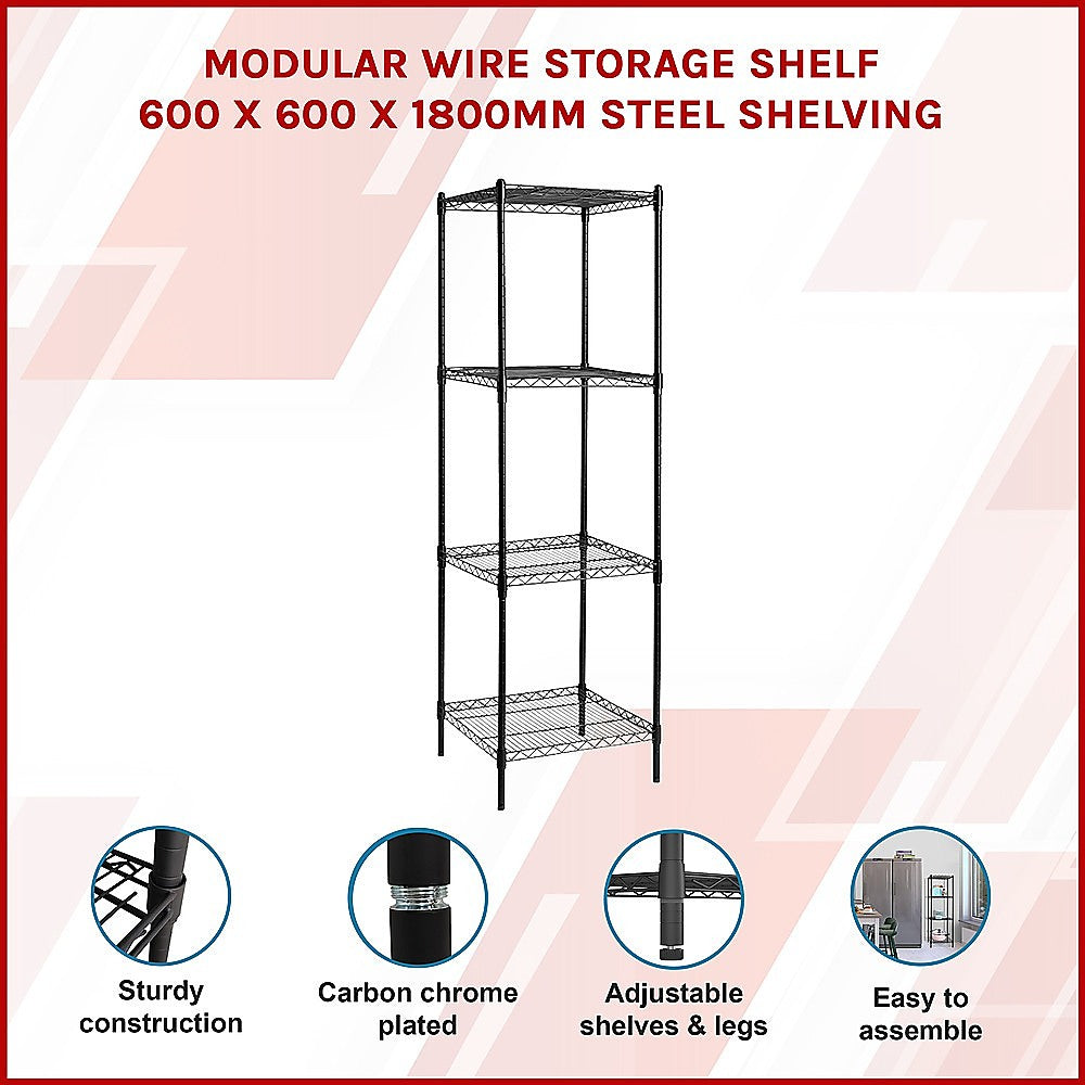Modular Wire Storage Shelf 600 x 600 x 1800mm Steel Shelving 3