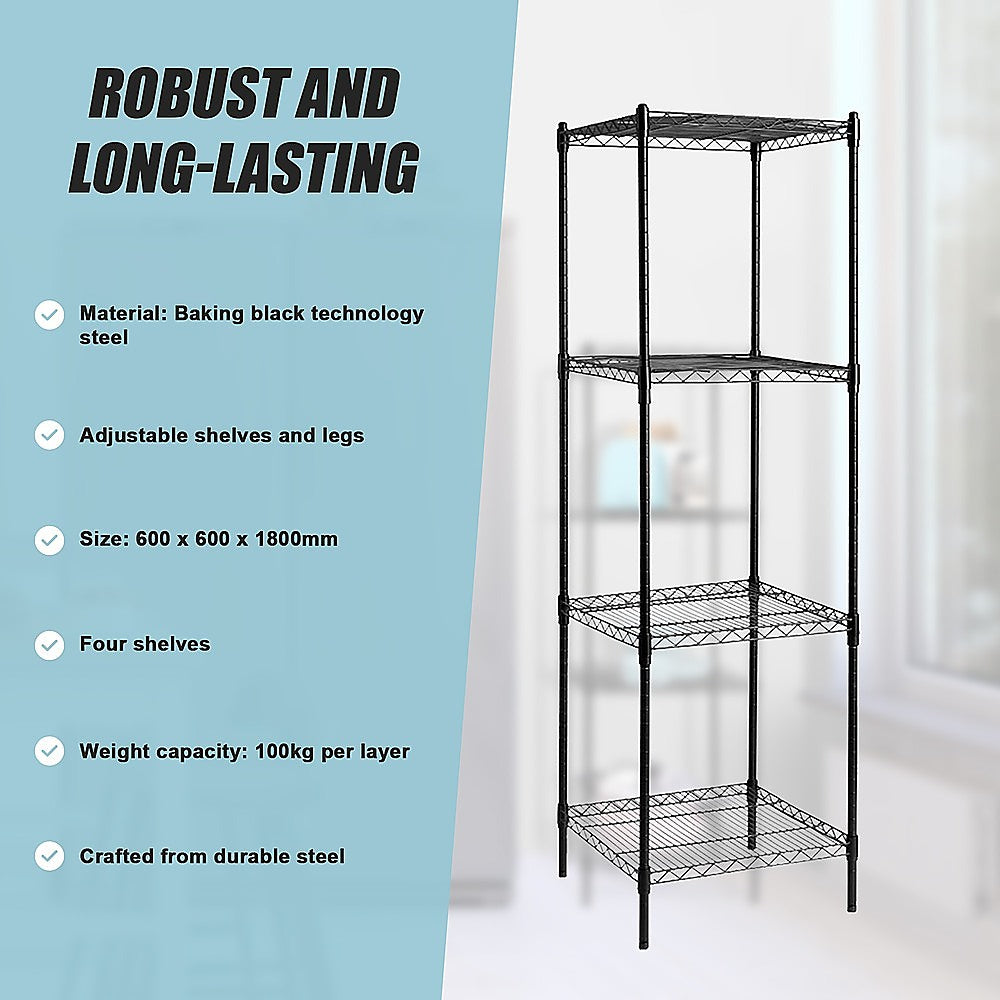 Modular Wire Storage Shelf 600 x 600 x 1800mm Steel Shelving 9