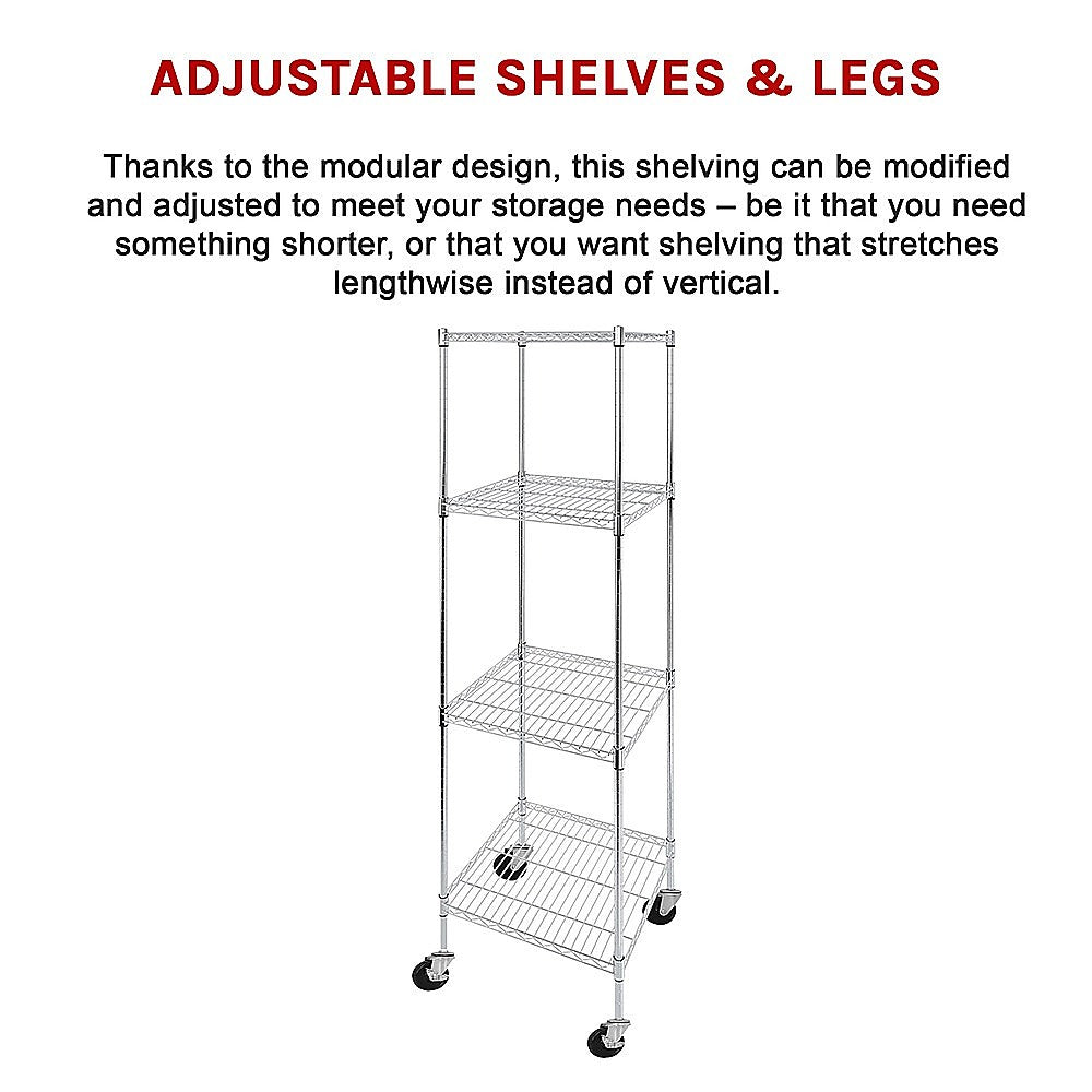 Modular Wire Storage Shelf 600 x 600 x 1800mm Steel Shelving 12