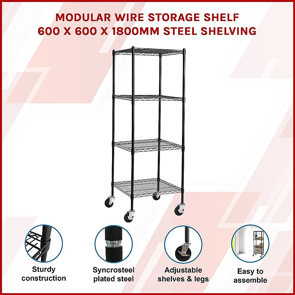 Modular Wire Storage Shelf 600 x 600 x 1800mm Steel Shelving 3