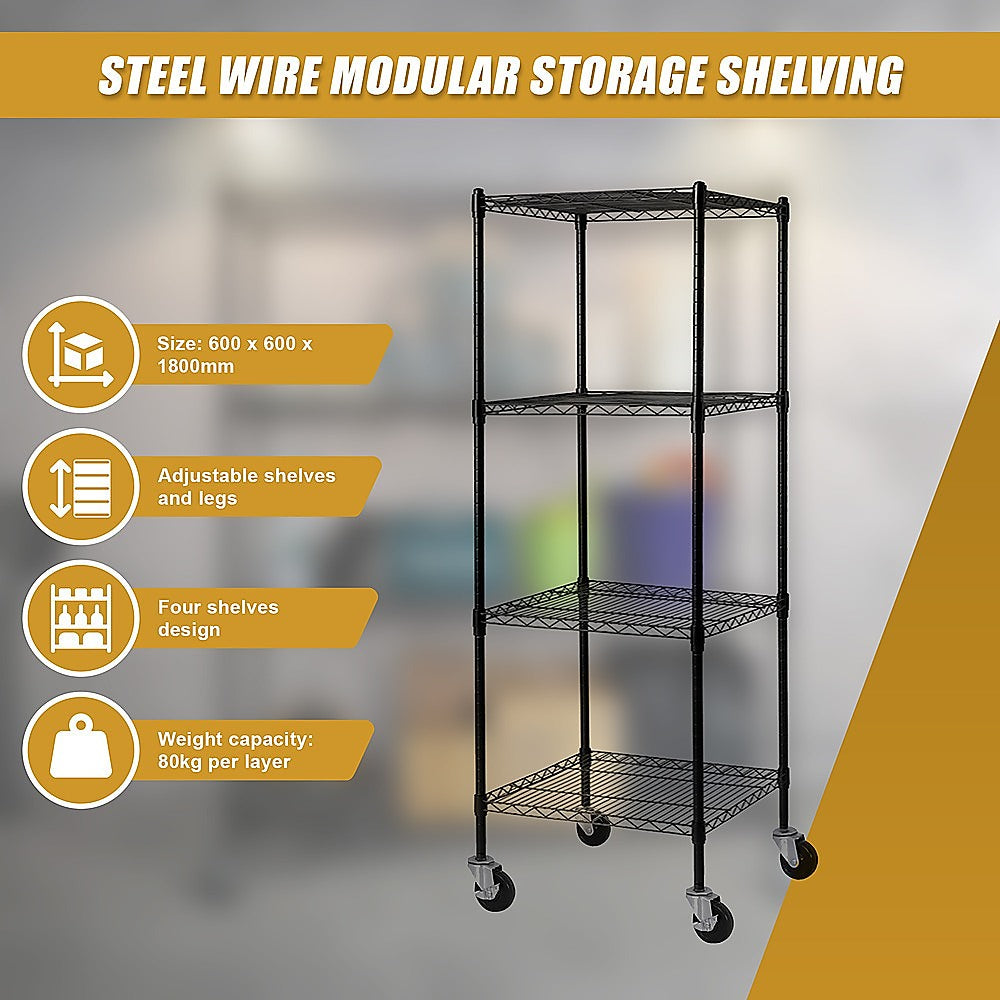 Modular Wire Storage Shelf 600 x 600 x 1800mm Steel Shelving 9