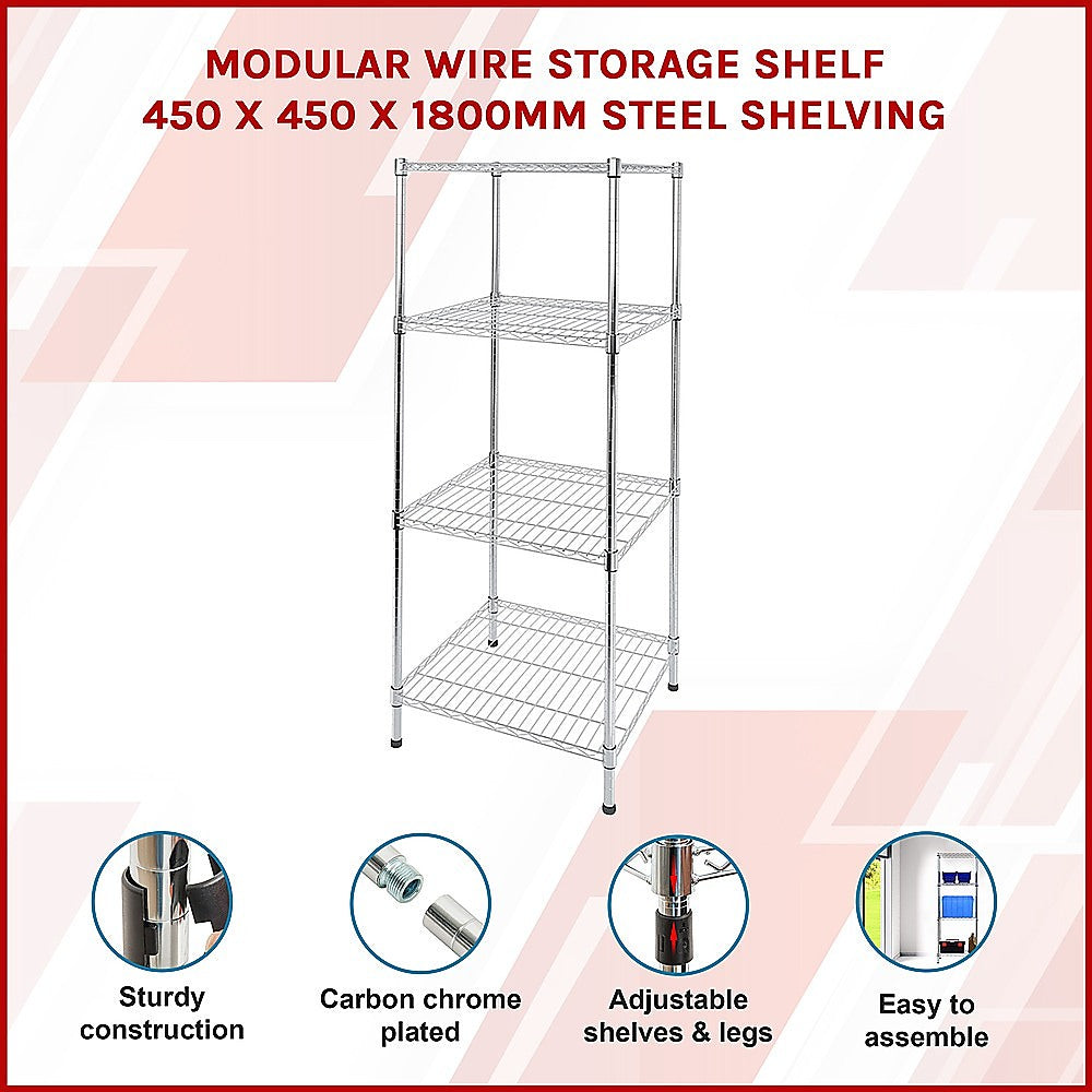 Modular Wire Storage Shelf 450 x 450 x 1800mm Steel Shelving 3