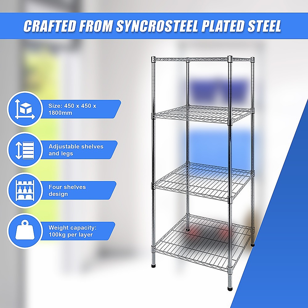Modular Wire Storage Shelf 450 x 450 x 1800mm Steel Shelving 9