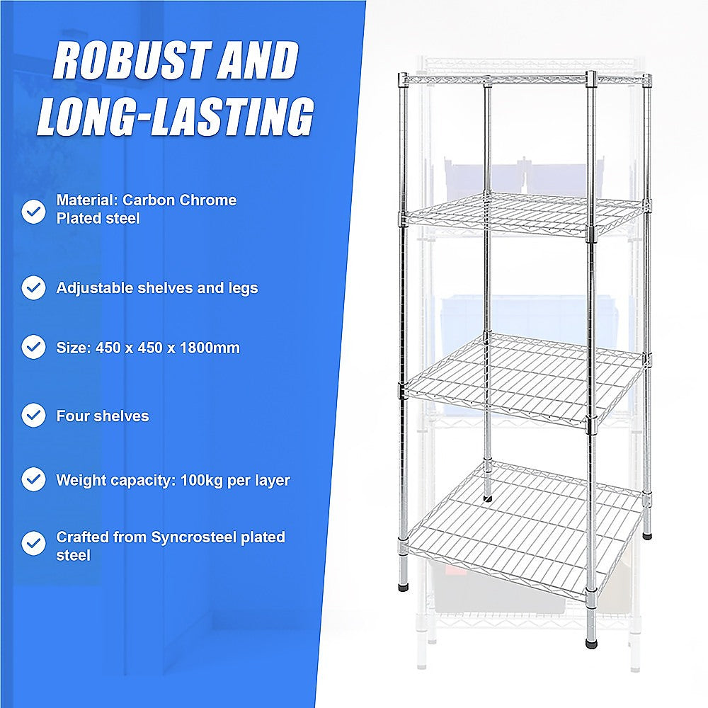 Modular Wire Storage Shelf 450 x 450 x 1800mm Steel Shelving 11