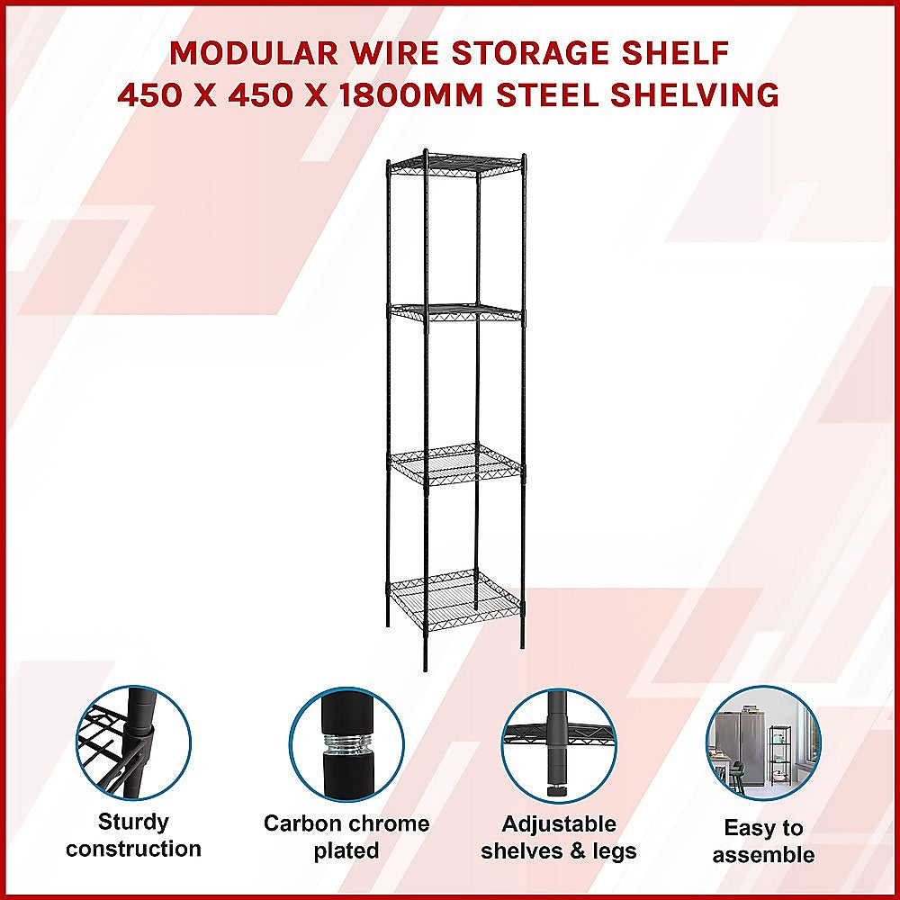 Modular Wire Storage Shelf 450 x 450 x 1800mm Steel Shelving 3