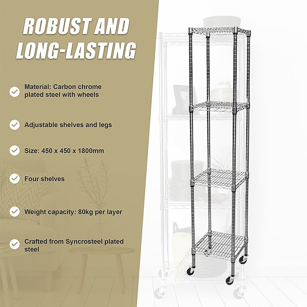 Modular Wire Storage Shelf 450 x 450 x 1800mm Steel Shelving 12