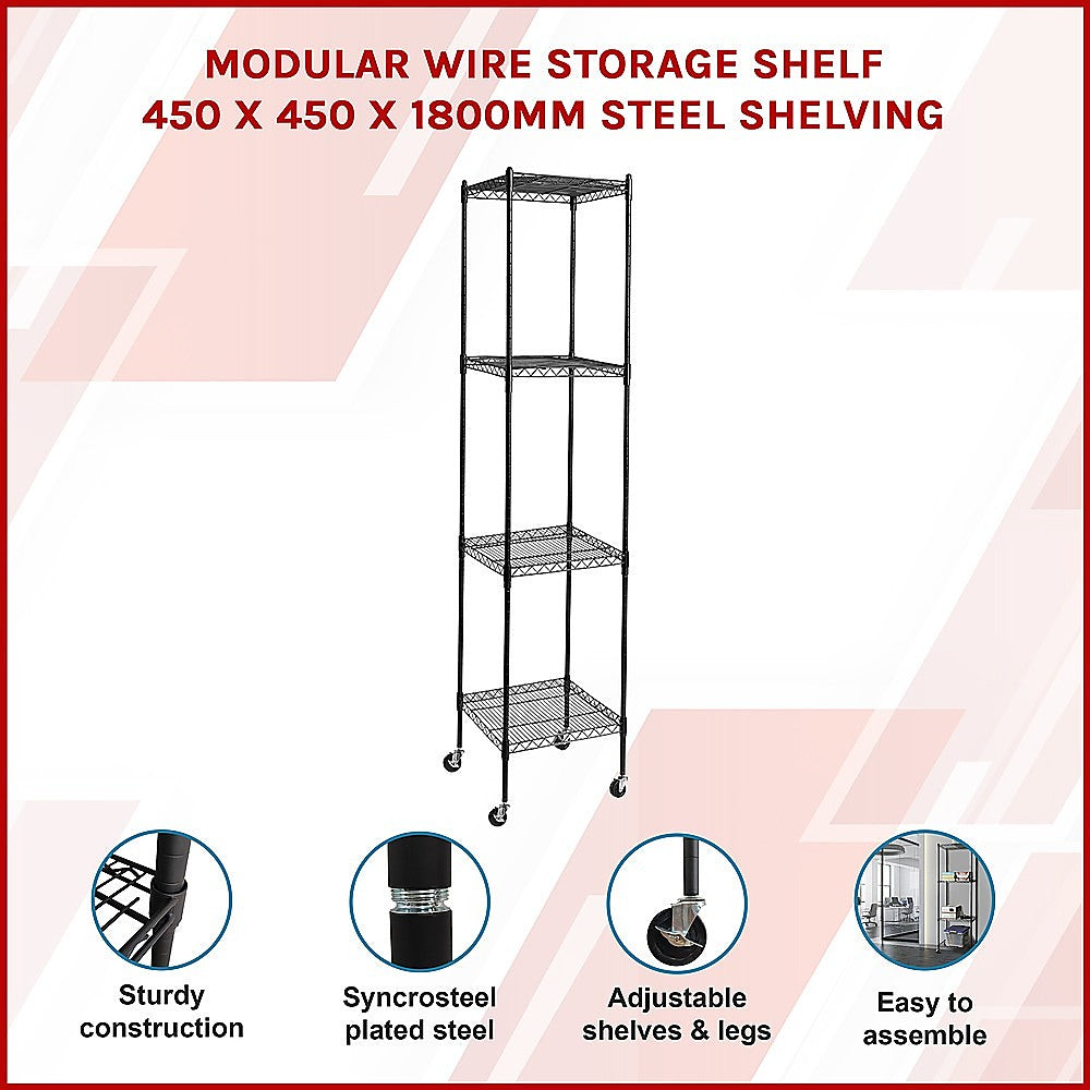 Modular Wire Storage Shelf 450 x 450 x 1800mm Steel Shelving 3