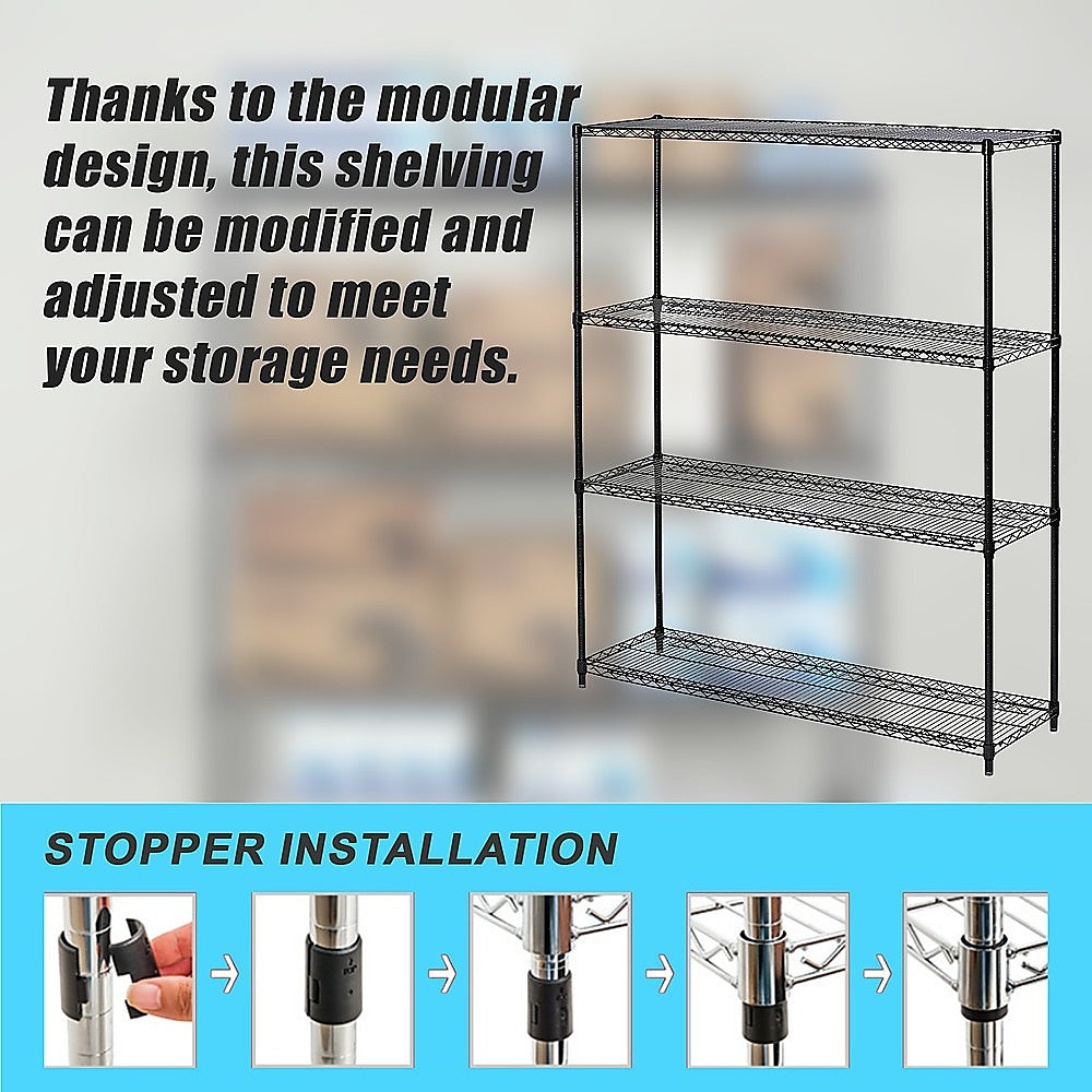 Modular Wire Storage Shelf 1200 x 600 x 1800mm Steel Shelving 8