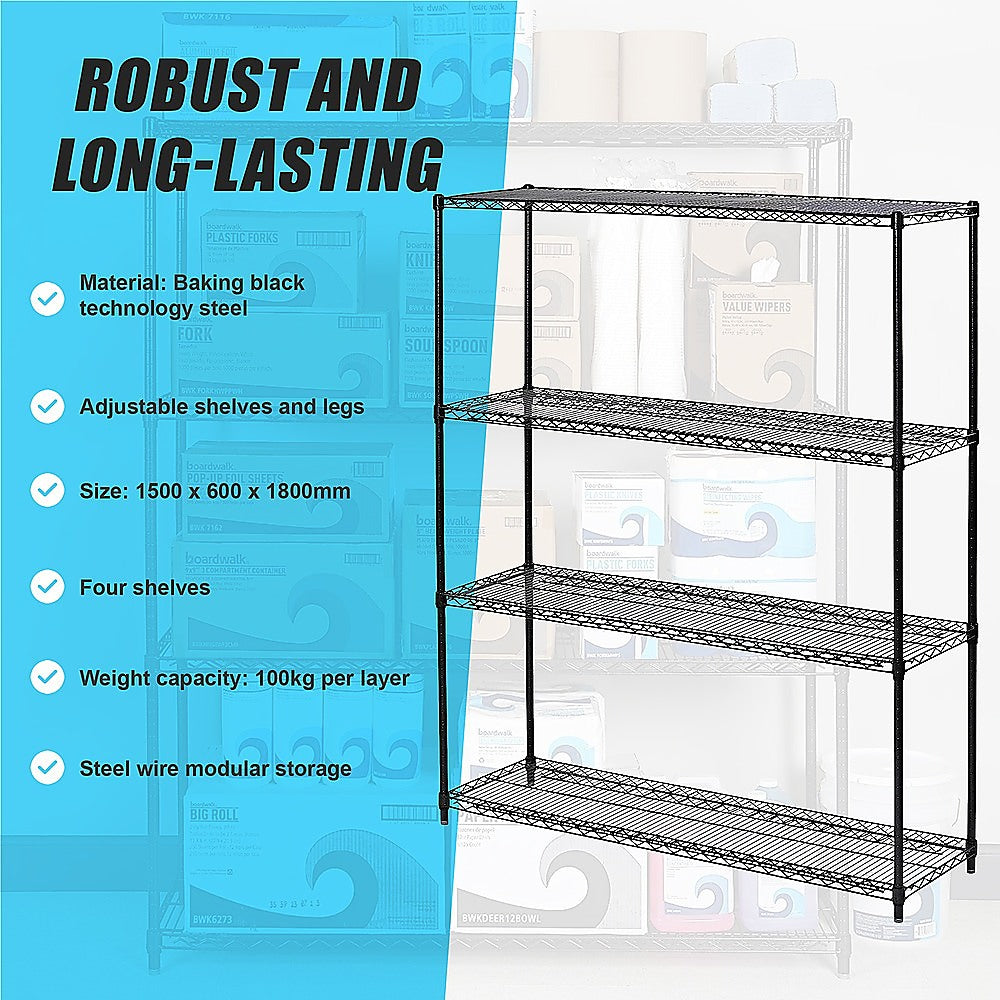 Modular Wire Storage Shelf 1200 x 600 x 1800mm Steel Shelving 11