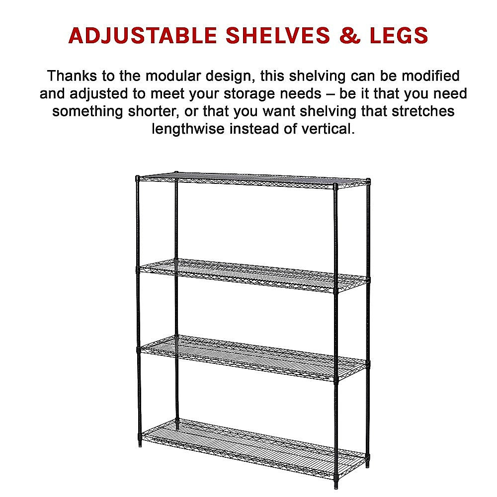 Modular Wire Storage Shelf 1200 x 600 x 1800mm Steel Shelving 12