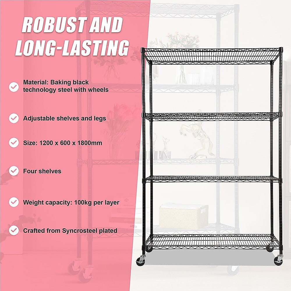 Modular Wire Storage Shelf 1200 x 600 x 1800mm Steel Shelving 10