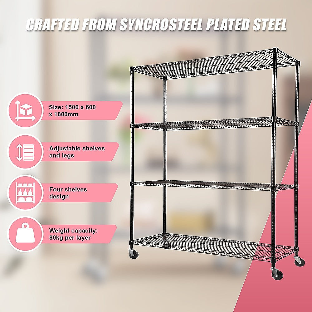 Modular Wire Storage Shelf 1200 x 600 x 1800mm Steel Shelving 11